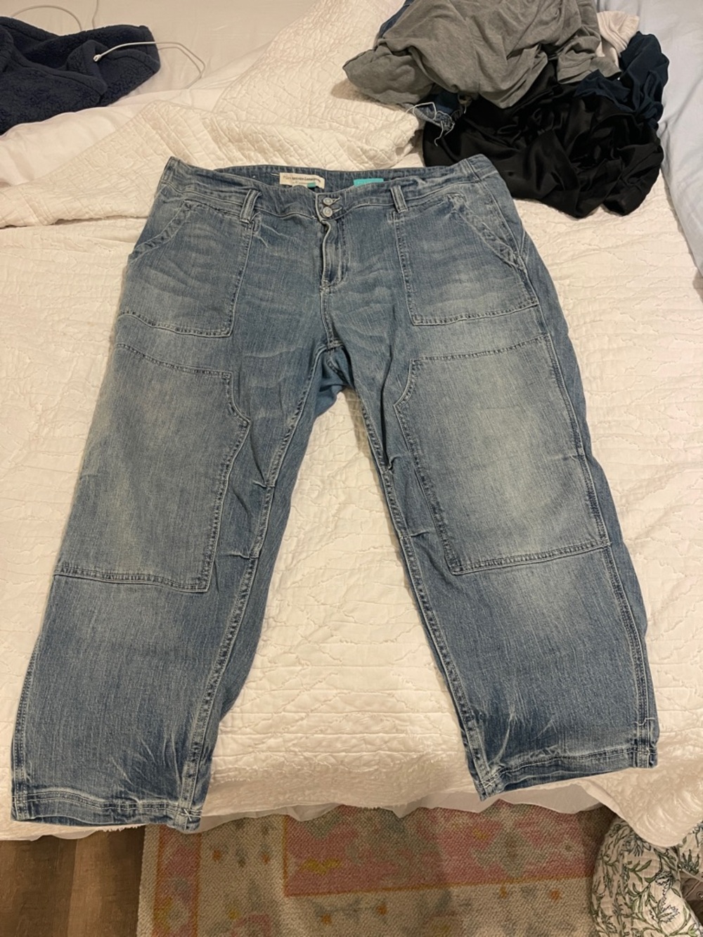 Pilcro Light Wash Patchwork Cropped Jeans